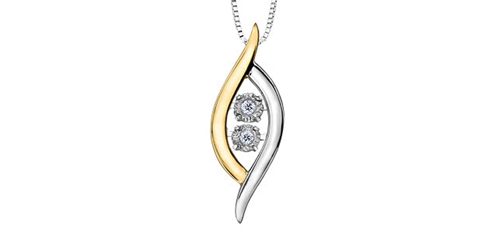 10K White and  Yellow Gold 0.02cttw Diamond Pulse Pendant, 18"