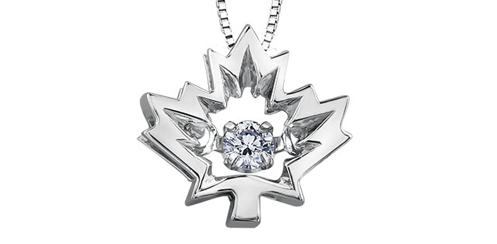 10K Gold 0.04 Canadian Diamond Maple Leaf Pendant