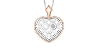 10K White & Rose Gold 0.142cttw Canadian Diamond Heart Necklace, 18"