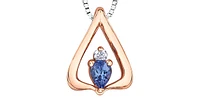 14K White and Rose Gold 0.20cttw Genuine Tanzanite and 0.026cttw Diamond Pendant, 18"