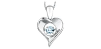 Sterling Silver 0.10cttw Aquamarine Pulse Pendant, 18"