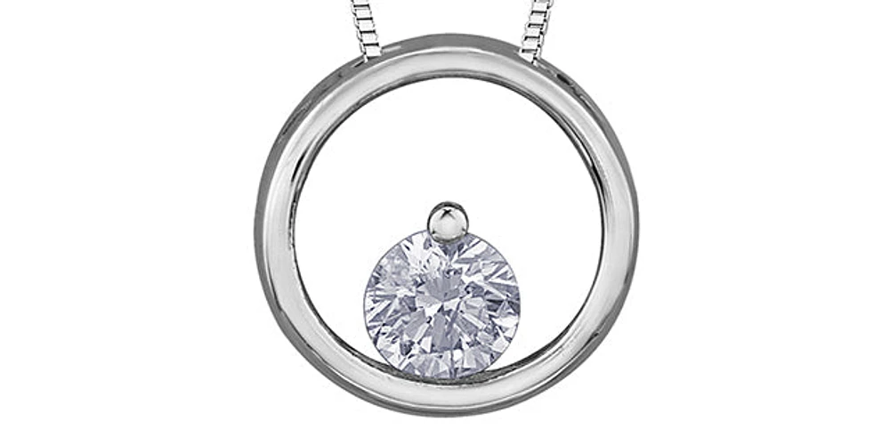 10K White Gold Diamond 0.075cttw Round Cut Pendant 18"
