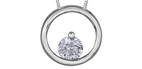 10K White Gold Diamond 0.075cttw Round Cut Pendant 18"