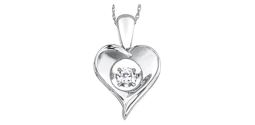 Sterling Silver 0.10cttw White Topaz Pendant, 18"