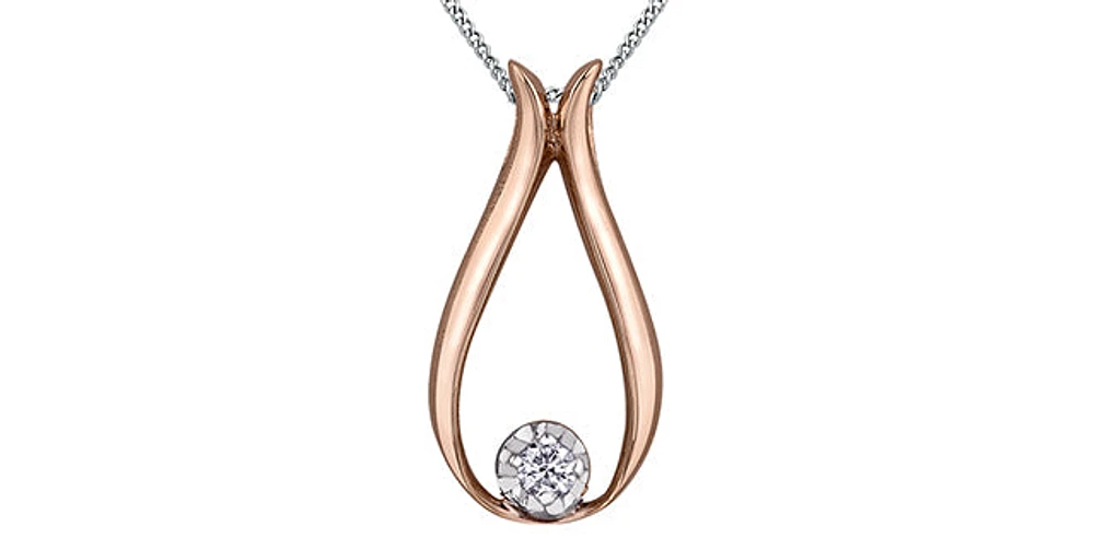 10K Rose Gold 0.034cttw Canadian Diamond Necklace