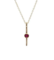 10K Yellow Gold 0.08cttw (2.5mm) Ruby and 0.05cttw Diamond Necklace with Cable Chain (Spring Clasp) - Adjustable 17 - 18 Inches