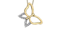 10K Yellow Gold Gold Butterfly 0.03cttw Diamond Necklace - 18"