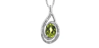 925 Sterling Silver Peridot & Diamond Necklace