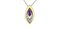10K Yellow Gold Amethyst and Diamond Pendant