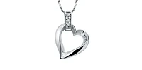 10K White Gold 0.02cttw Diamond Heart Pendant, 18"