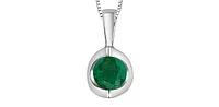 10K White Gold Emerald Pendant, 18"