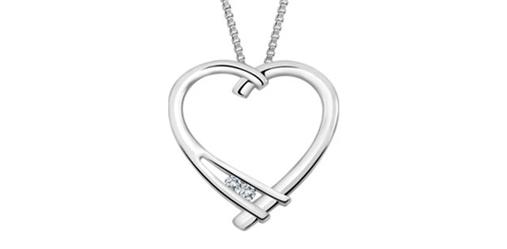 10K White Gold 0.017cttw Round Cut Diamond Pendant