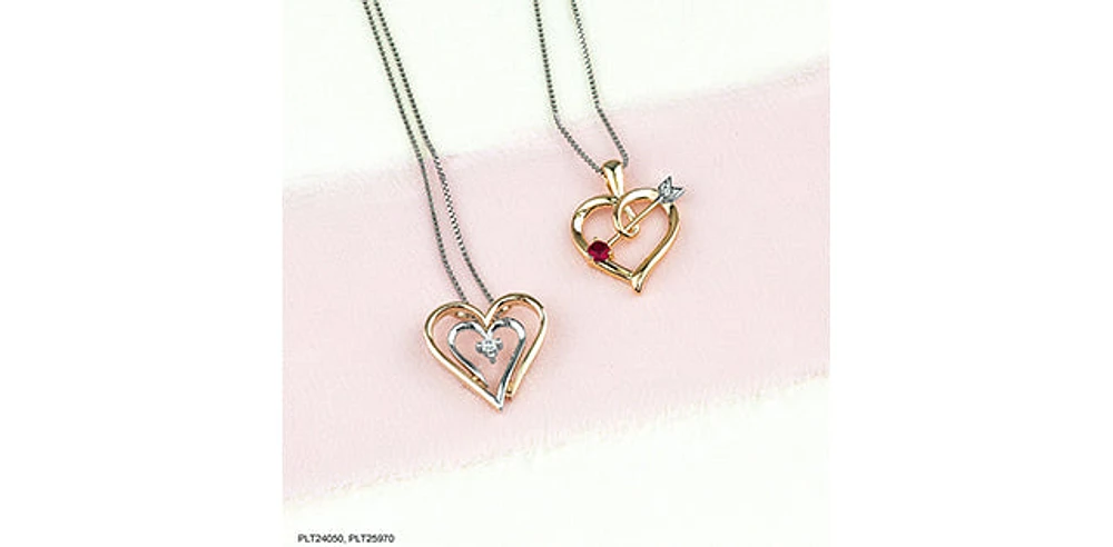 10K Yellow Gold 0.04cttw Canadian Diamond Heart Pendant, 18"