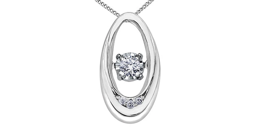 10K White Gold 0.03cttw Diamond Pulse Pendant, 18"