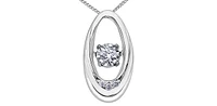 10K White Gold 0.03cttw Diamond Pulse Pendant, 18"