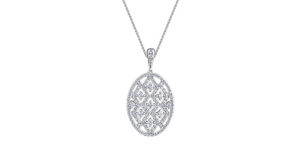 10K White Gold 1.00cttw Diamond Pendant, 18"