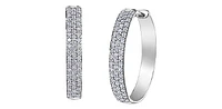10K White Gold 0.50cttw Diamond Hoop Huggie Hinged Earring