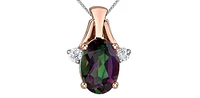 10K White & Rose Gold 1.00cttw Mystic Topaz and 0.02cttw Diamond Pendant, 18"