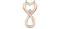 10K Rose Gold 0.04cttw Diamond Heart / Infinity Pendant, 18"