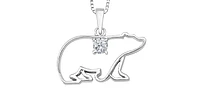 10K White Gold Canadian Diamond 0.083cttw Round Cut Pendant 18"
