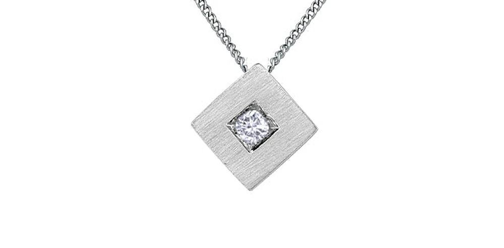 10K White Gold 0.05cttw Diamond Necklace, 18"