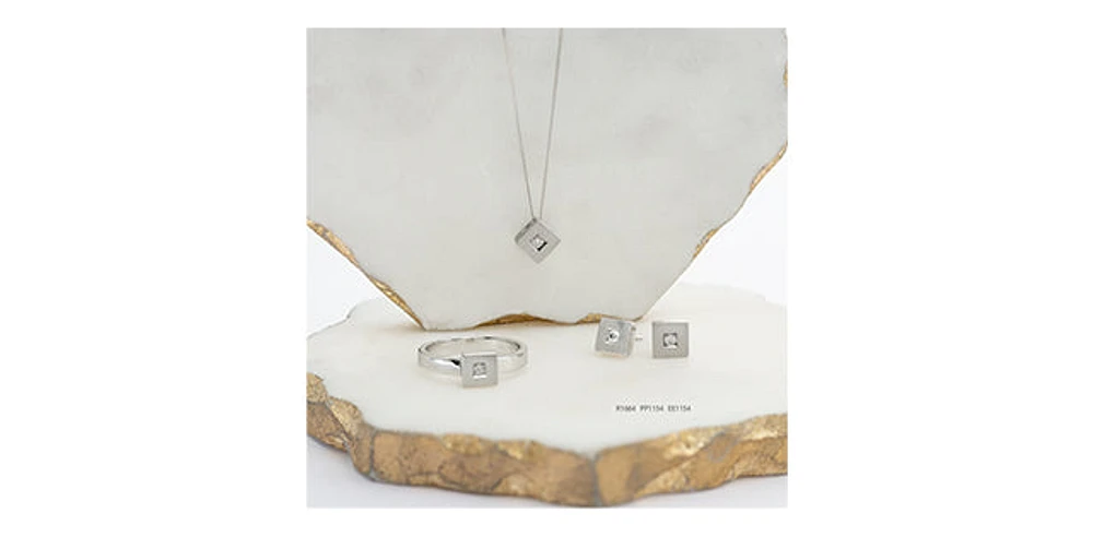 10K White Gold 0.05cttw Diamond Necklace, 18"
