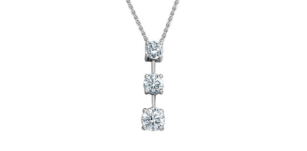 14K White Gold 1.51cttw Lab Grown Diamond Solitaire Necklace with Rolo Chain (Lobster Clasp) - Adjustable 16 - 18 Inches