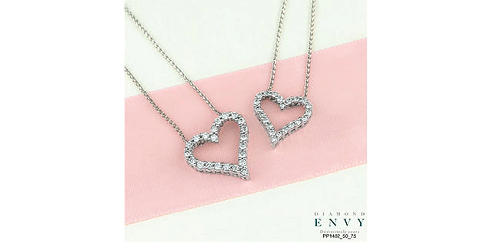 10K White Gold 0.50cttw Diamond Heart Pendant, 18"