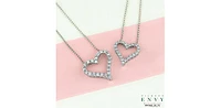 10K White Gold 0.50cttw Diamond Heart Pendant, 18"