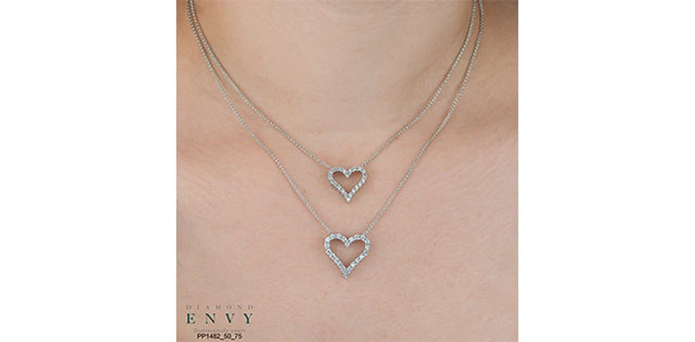 10K White Gold 0.50cttw Diamond Heart Pendant, 18"