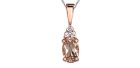 10K Rose Gold 0.40cttw Morganite & 0.03cttw Diamond Pendant, 18"