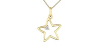 10K Yellow Gold 0.02cttw Diamond Star Pendant, 18"