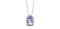 10K White Gold Pink Amethyst and Diamond Pendant, 18"