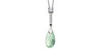 10K White Gold Green Amethyst (Prasiolite) and Canadian Diamond Pendant, 18"