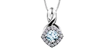 10K White Gold Aquamarine and Diamond Pendant, 18"