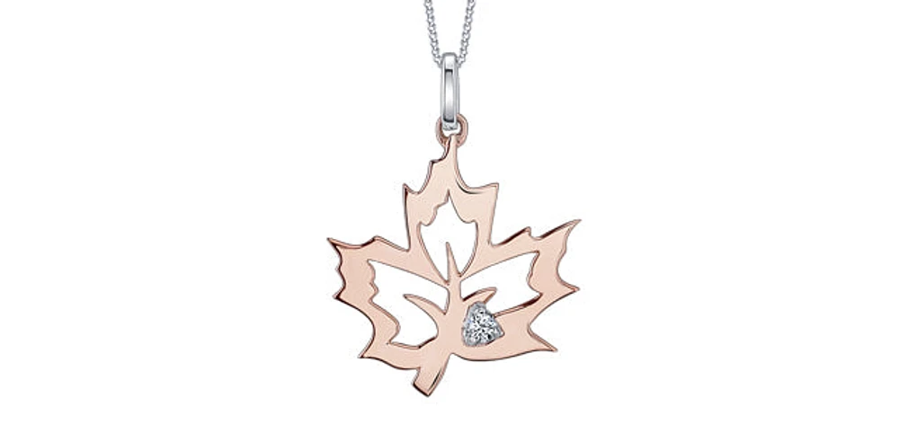 10K Rose Gold 0.02cttw Canadian Diamond Pendant, 18"