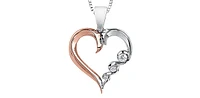 10K White & Rose Gold 0.08cttw Canadian Diamond Heart Pendant, 18"