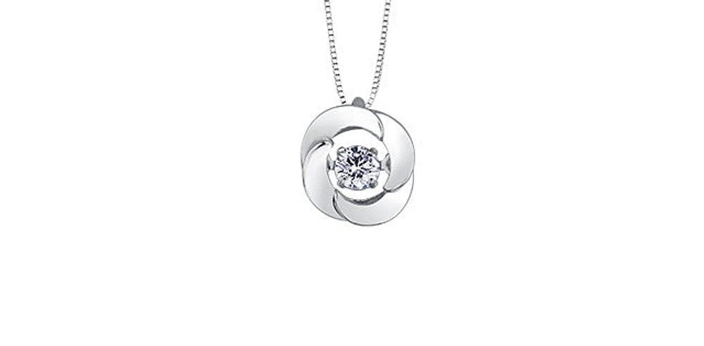 10K White Gold 0.14cttw Diamond Pulse Pendant, 18"