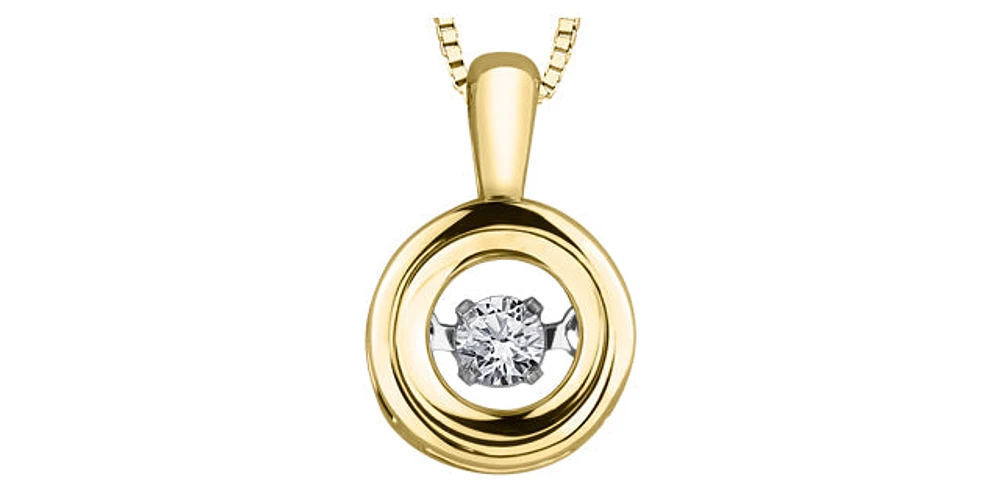 10K Yellow Gold 0.05cttw Diamond Pendant, 18"