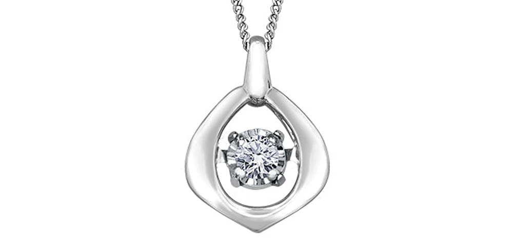 10K White Gold 0.02cttw Diamond Pulse Pendant, 18"