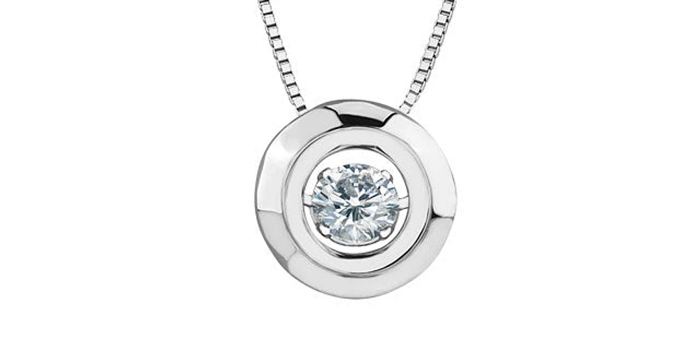 Sterling Silver Canadian Diamond 0.24cttw Round Cut Pendant, 18"