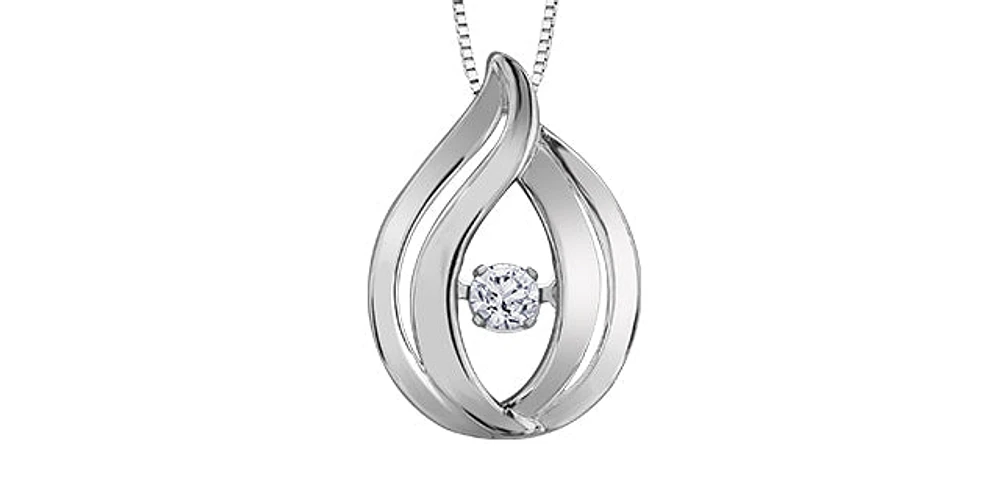 Sterling Silver 0.065cttw Canadian Diamond Necklace, 18"