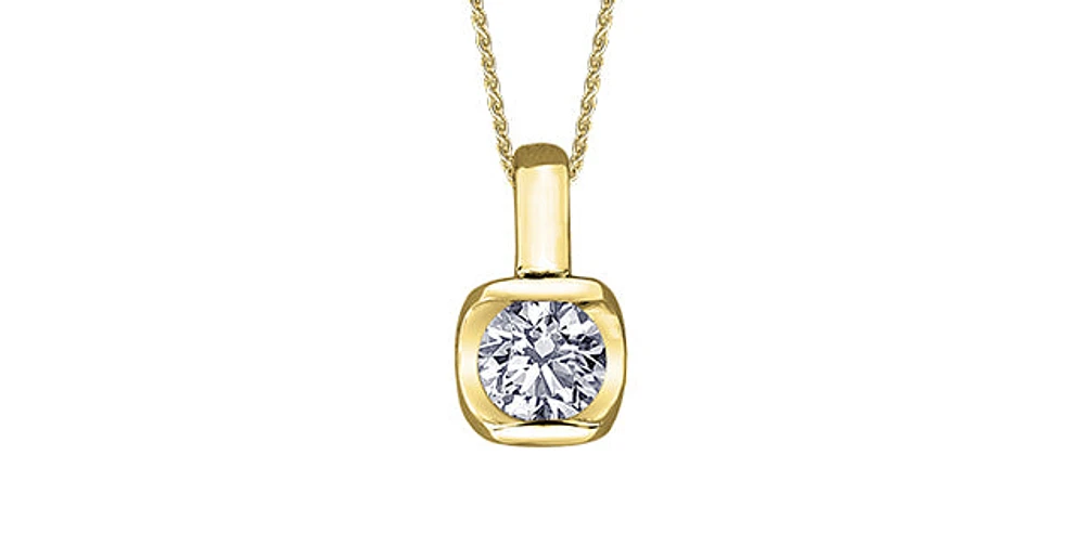 10K Yellow Gold 0.15cttw Diamond Pendant, 18"