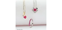 Sterling Silver Created Ruby and Diamond Pulse Necklace, 18"