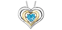 Sterling Silver Diamond and Blue Topaz Pulse Pendant, 18"
