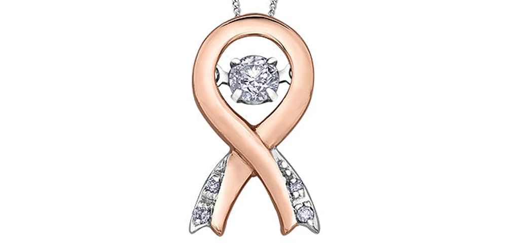 10K Rose Gold & White Gold 0.10cttw Diamond Pendant, 18"