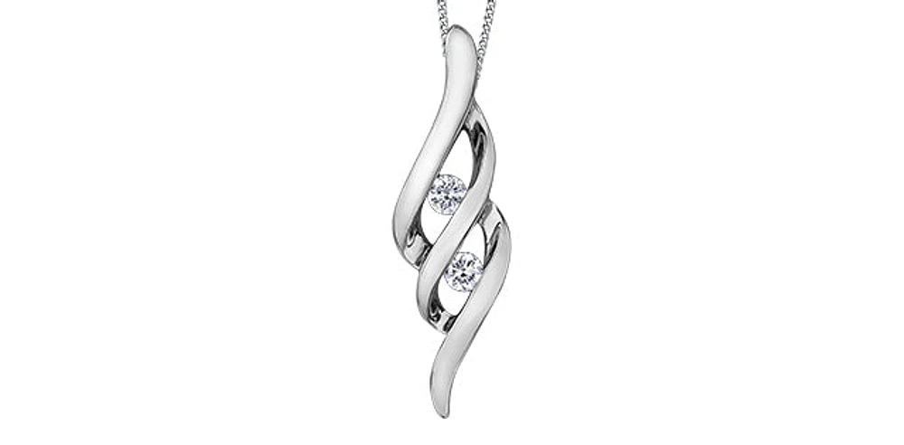 10K White Gold 0.10cttw Canadian Diamond Pendant, 18"