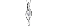 10K White Gold 0.05cttw Canadian Diamond Pendant, 18"