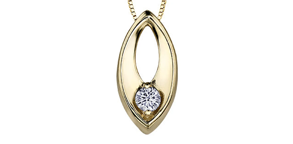 10K Yellow Gold 0.066cttw Canadian Diamond Necklace, 18"