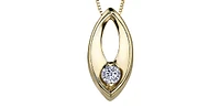 10K Yellow Gold 0.066cttw Canadian Diamond Necklace, 18"